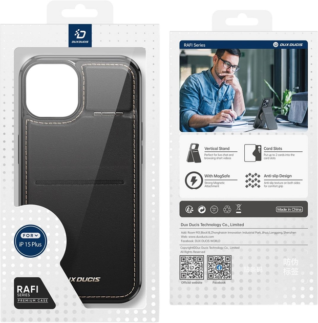 Чохол Dux Ducis Rafi Mag 3in1 Wallet Case для iPhone 15 Plus з MagSafe Black (6934913024386) - зображення 7