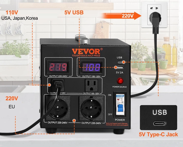 Универсальный понижающе-повышающий трансформатор 2000 Вт 220V-110V/110V-220V - изображение 2