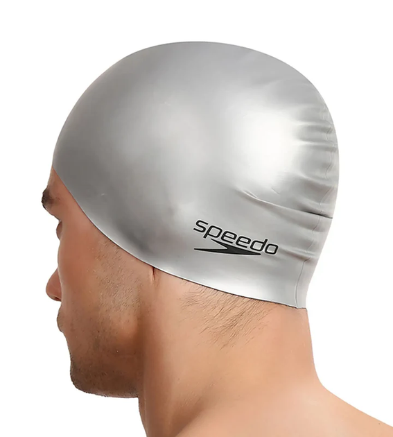Шапочка для плавания Speedo Plain Flat Silicone Cap (8-709911181) Silver - Фото 4 Шапочка для плавания Speedo Plain Flat Silicone Cap (8-709911181) Silver - изображение 4