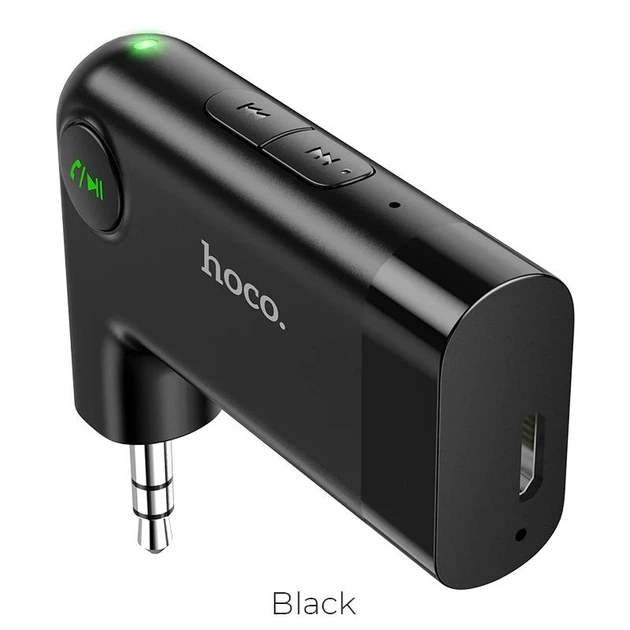 Автомобильный Bluetooth Адаптер Hoco E53, BT5.0, 10m, AUX, call, mic, 145mAh, 10 hours, micro-USB, Black - изображение 2