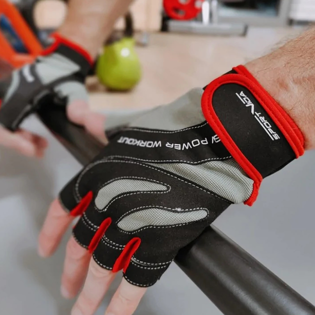 Rękawiczki treningowe SportVida SV-PA0210 L Czerwony/Czarny (5903949200898) - obraz 7