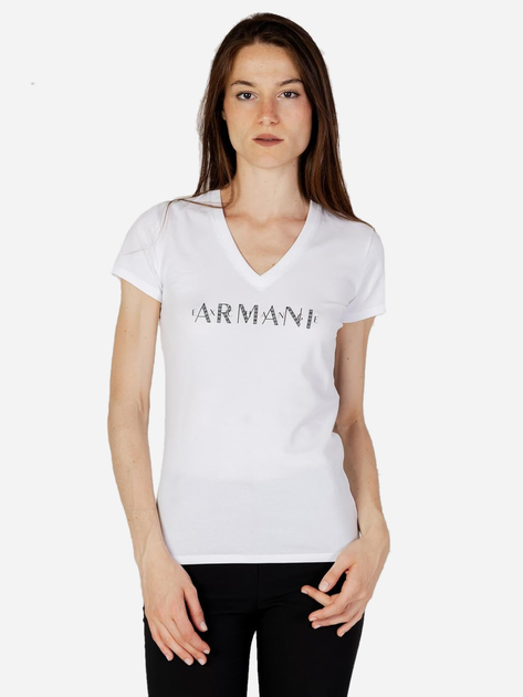 Акція на Футболка бавовняна жіноча Armani Exchange 485786150 XXL Біла від Rozetka