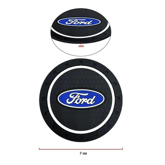 Коврик антискользящий в подстаканник с логотипом FORD (2шт) - Фото 5 Коврик антискользящий в подстаканник с логотипом FORD (2шт) - изображение 5
