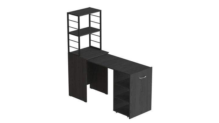 Стол-тумба трансформер Смарт 4/2 с этажеркой Ferrum-decor 1430x1450x600 Черный металл ДСП Сосна Кембра 16 мм (SMART409) - Фото 2 Стол-тумба трансформер Смарт 4/2 с этажеркой Ferrum-decor 1430x1450x600 Черный металл ДСП Сосна Кембра 16 мм (SMART409) - изображение 2