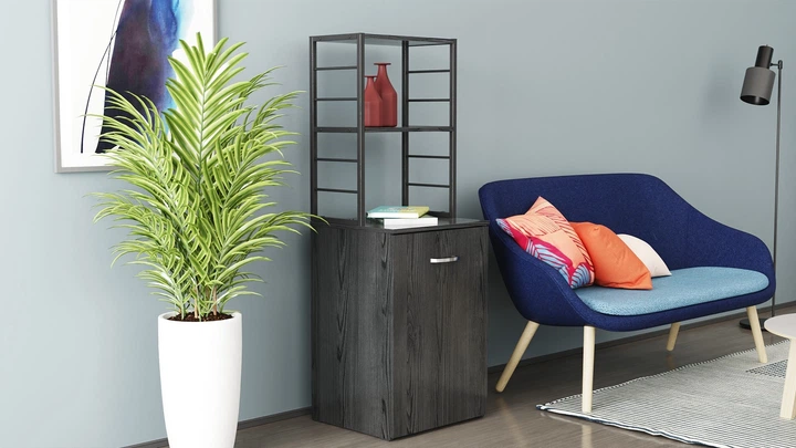 Стол-тумба трансформер Смарт 4/2 с этажеркой Ferrum-decor 1430x1450x600 Черный металл ДСП Сосна Кембра 16 мм (SMART409) - Фото 5 Стол-тумба трансформер Смарт 4/2 с этажеркой Ferrum-decor 1430x1450x600 Черный металл ДСП Сосна Кембра 16 мм (SMART409) - изображение 5