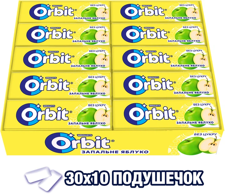 Упаковка жевательной резинки Orbit Яблоко 14 г x 30 шт