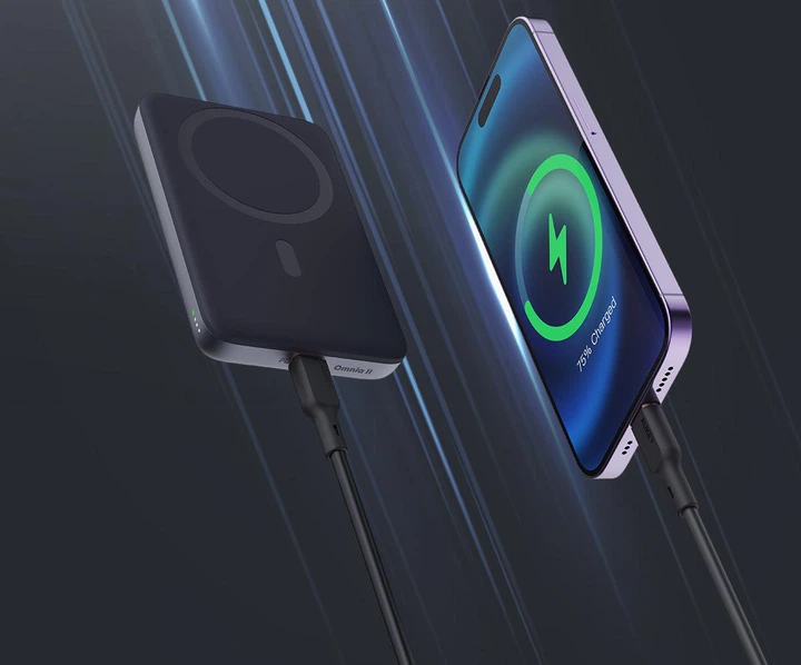 УМБ AUKEY 6700 mAh 15W Magnetic Wireless Charger Grey (PB-MS01) - зображення 7