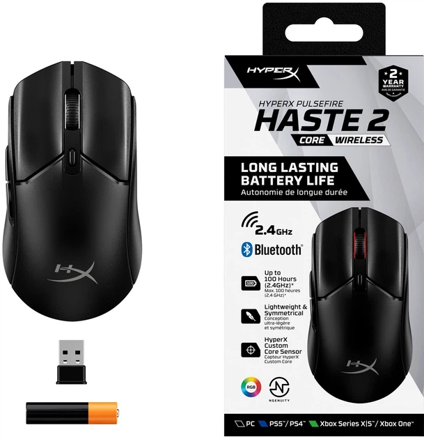 Mysz HyperX Pulsefire Haste 2 Core Wireless/Bluetooth Black (8R2E6AA) - obraz 14