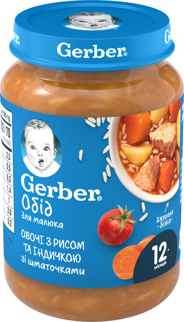 Упаковка пюре Gerber Рагу з індички з рисом 12 шт. х 190 г (8445290851888) - зображення 2