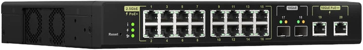 Комутатор QNAP Switch 1U 16x 2.5GbE (RJ45), 2x 10GbE SFP+, 2x 10GbE BASE-T (RJ45) Web Managed (QSW-M2116P-2T2S) - зображення 3