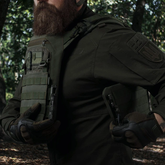 Плитоноска улучшенная (PRO) Ukrarmor под бронеплиты 25х30 см. Олива M-XXL - изображение 6