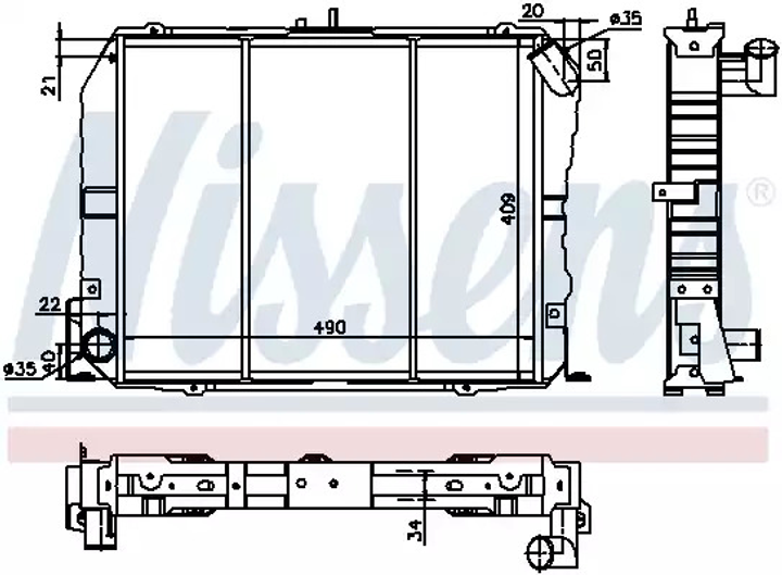 Радіатор охолодження двигуна TOYOTA HIACE, NISSENS (64737) - зображення 1