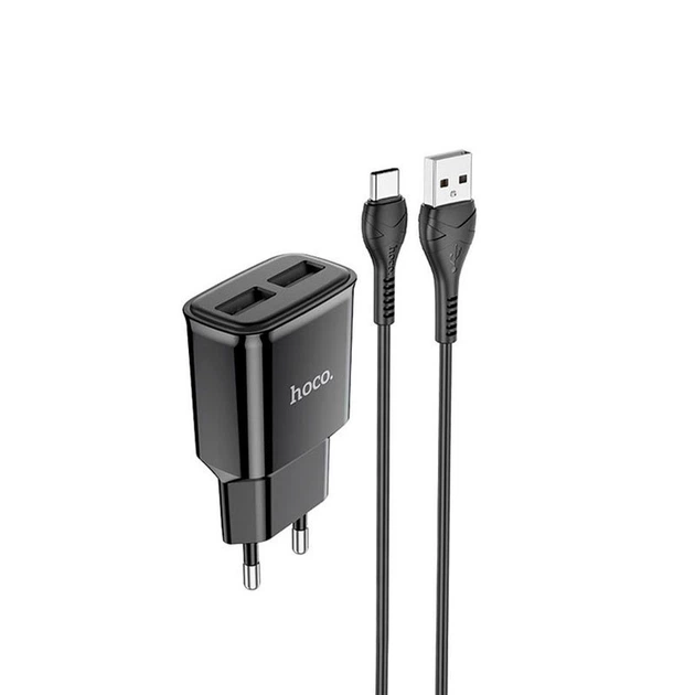 Сітчасте зарядне пристрій 2USB Hoco C88A + Type-C Black (2.4A) 67946 - Фото 1 Сітчасте зарядне пристрій 2USB Hoco C88A + Type-C Black (2.4A) 67946 - зображення 1