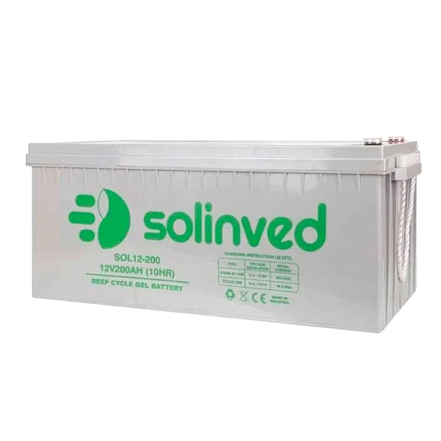 Аккумуляторная батарея SOLINVED 200-12 GEL 12V 200 Ah (522 x 240 x 224), 60.3 kg Grey Q1/48 - изображение 2