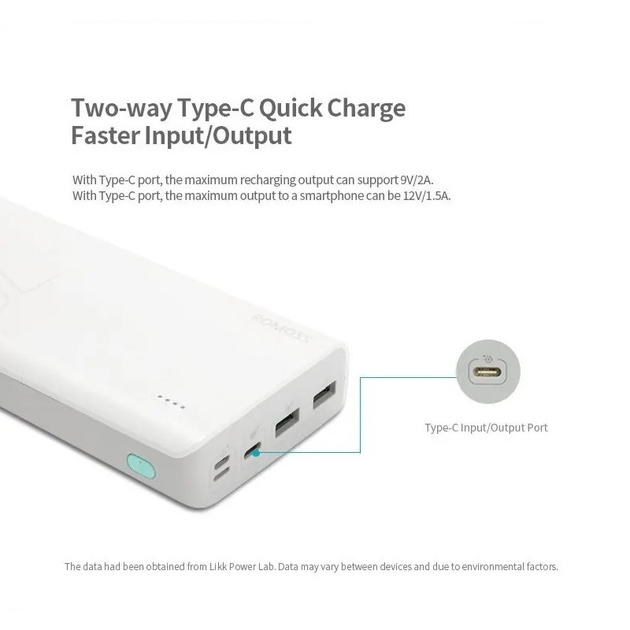 Повербанк Romoss 30000 mah Sense 8+ (PHP30-401-02) білий - зображення 2