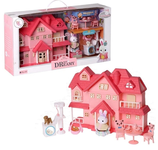Кукольный дом Bay DReamy двухэтажный игрушка-зайчонок, аксессуары