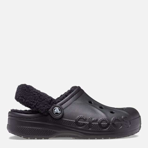 Акція на Жіночі крокси утеплені Crocs Baya Lined Fuzz Strap Clog 206633-060 38-39 (M6/W8) 24 см Чорні від Rozetka