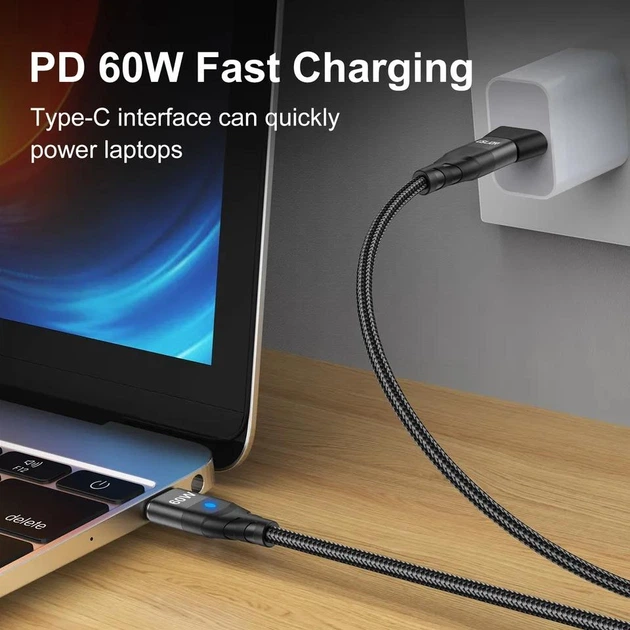 Магнитный кабель Uslion 2в1 Type-C-Type-C + Usb-a-Type-c PD 60w 1м Fast Charge Black - изображение 7