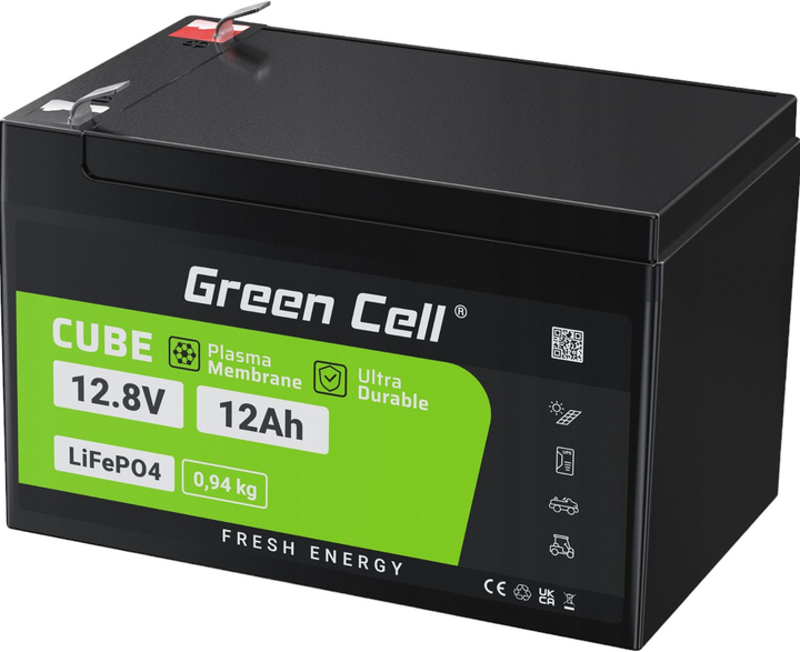 Акумулятор Green Cell LiFePO4 12.8 В 12 А/год (5907813966101) - зображення 2