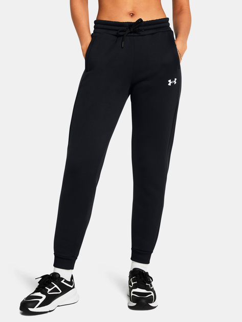 Акція на Спортивні штани утеплені жіночі Under Armour Ua Armour Fleece Jogger 1386510-001 XS Чорні від Rozetka