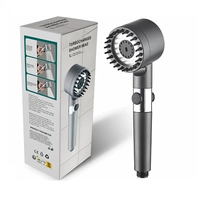 Массажная лейка с вращением 360° Turbocharged Shower Head (054h) - Фото 3 Массажная лейка с вращением 360° Turbocharged Shower Head (054h) - изображение 3