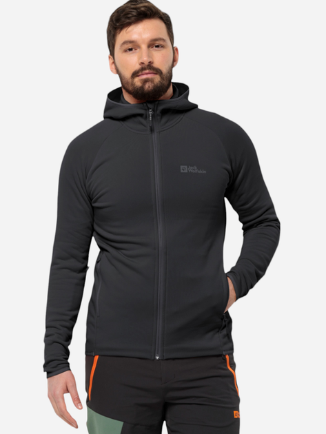 Bluza męska rozpinana streetwear Jack Wolfskin Baiselberg Hooded Fz M 1710541_6000 3XL Czarna (4064993557251) - obraz 1