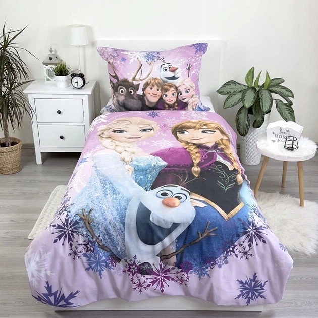 Двостороння дитяча постільна білизна Jerry Fabrics Крижане серце, Ельза та Анна (наволочка+підковдра), 100% бавовна, Frozen (23BS366) 140 х 200 см - Фото 3 Двостороння дитяча постільна білизна Jerry Fabrics Крижане серце, Ельза та Анна (наволочка+підковдра), 100% бавовна, Frozen (23BS366) 140 х 200 см - изображение 3