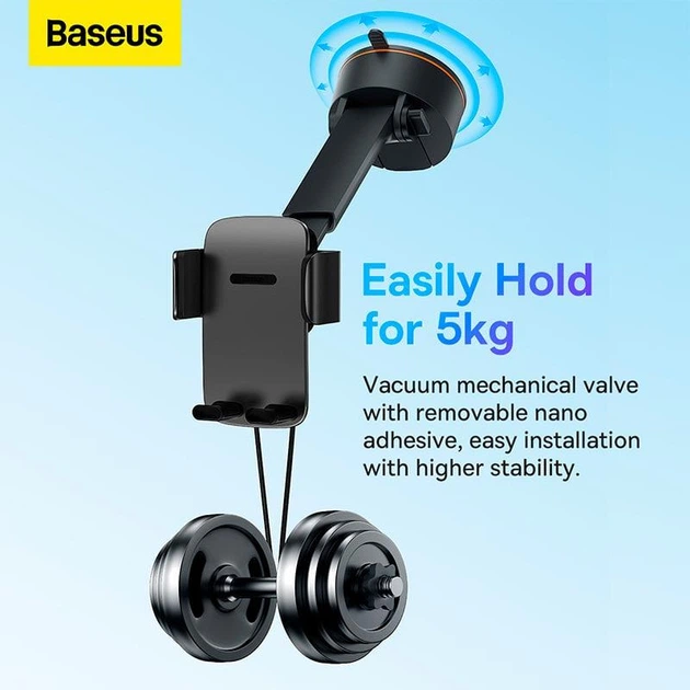 Автотримач для телефону Baseus Easy Control Clamp Car Mount Holder на торпедо та в повітропровід Сірий - Фото 6 Автотримач для телефону Baseus Easy Control Clamp Car Mount Holder на торпедо та в повітропровід Сірий - зображення 6