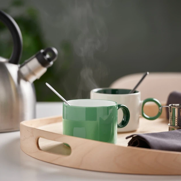 Набор керамических кружок IKEA Piggål 505.618.28 Белый/Зеленый 2 шт 300 мл - Фото 3 Набор керамических кружок IKEA Piggål 505.618.28 Белый/Зеленый 2 шт 300 мл - изображение 3