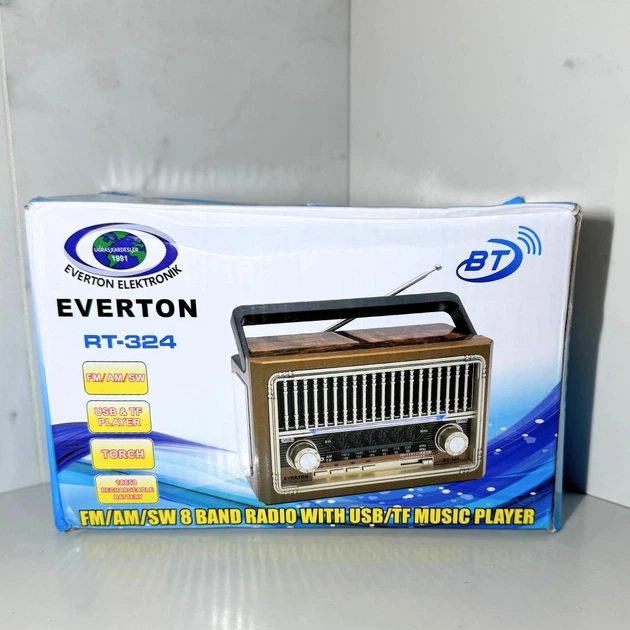 Портативный винтажный радиоприемник-колонка со встроенным фонарем Everton RT-324 FM/AM/SW Bluetooth/USB/SD (коричневое дерево) - Фото 5 Портативный винтажный радиоприемник-колонка со встроенным фонарем Everton RT-324 FM/AM/SW Bluetooth/USB/SD (коричневое дерево) - изображение 5