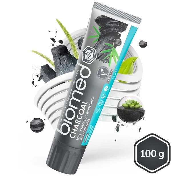 Зубная паста BioMed Charcoal Антибактериальная отбеливающая Уголь 100 г (3800023406820) - изображение 6