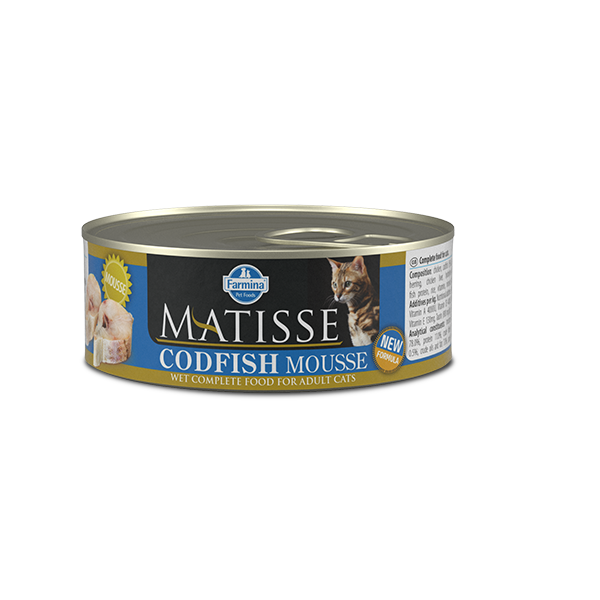 Влажный корм Farmina Matisse Cat Mousse Codfish для взрослых кошек, с треской, 85 г (*) - Фото 1 Влажный корм Farmina Matisse Cat Mousse Codfish для взрослых кошек, с треской, 85 г (*) - изображение 1