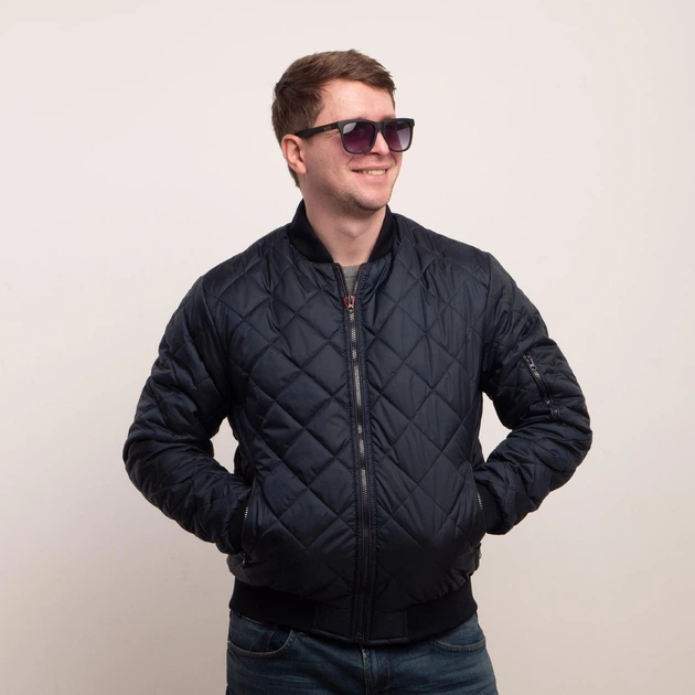 Мужская куртка весенняя большого размера UF-Fashion Бомбер – DTM 54 темно-синий - изображение 2