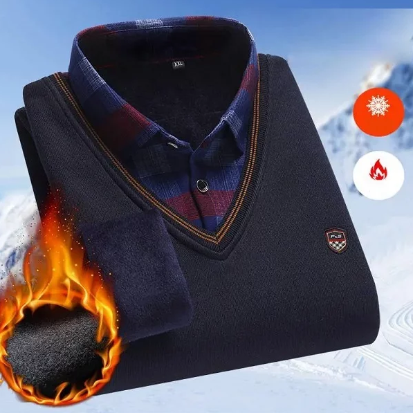 Джемпер мужской с имитацией рубашки XL - Фото 2 Джемпер мужской с имитацией рубашки XL - изображение 2