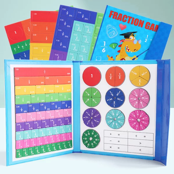 Пособие Fraction Game магнитная книга для детей тренажер по математике в комплекте идет маркер - изображение 3