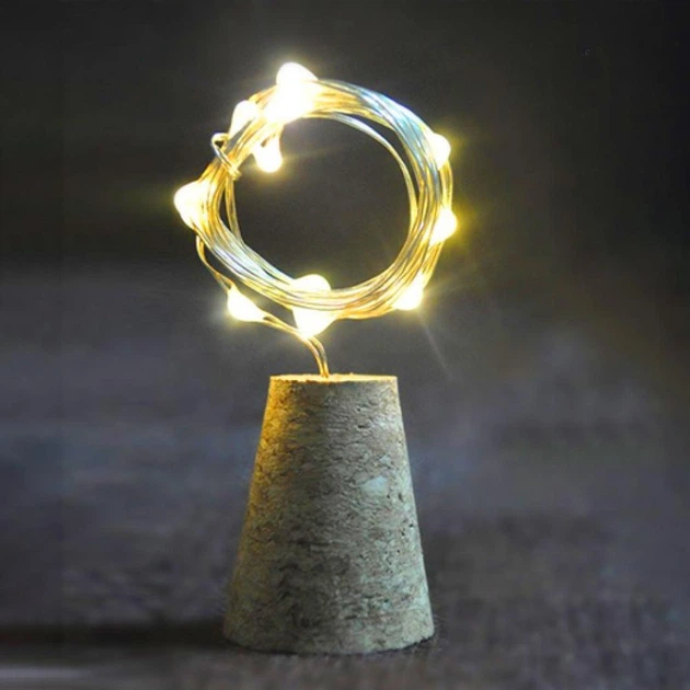 Гирлянда пробка Роса на батарейках, 2м, статический режим, 20 LED, Теплый белый - Фото 3 Гирлянда пробка Роса на батарейках, 2м, статический режим, 20 LED, Теплый белый - изображение 3