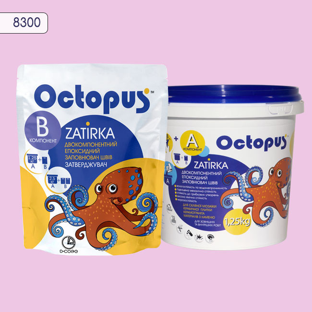 Затирка для плитки Octopus Zatirka розовая 8300 эпоксидная 1,25 кг ...