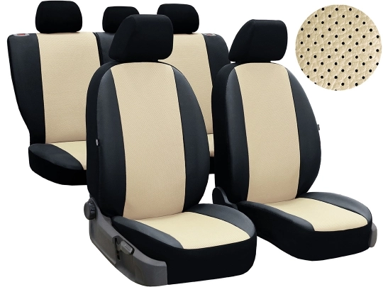 Авточехлы из экокожи Pok-ter PERLINE для RENAULT SANDERO 2012-2020 с бежевой вставкой - изображение 10