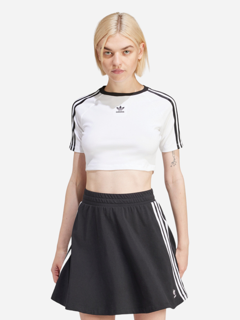 Футболка бавовняна спортивна коротка жіноча Adidas 3Stripes Baby IP0662 XL Біла (4066757232886) - зображення 1