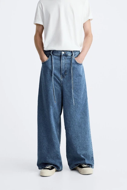 Джинси вільного крою Zara Baggy Fit 34 синій 6688/307/427
