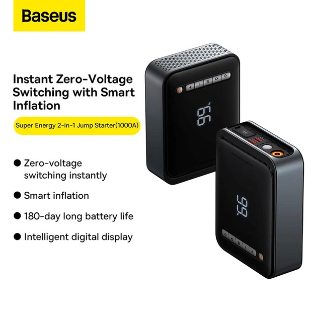 Пусковое устройство (бустер) для авто Baseus Super Energy 2-in-1 Jump Starter 1000A черный - изображение 9