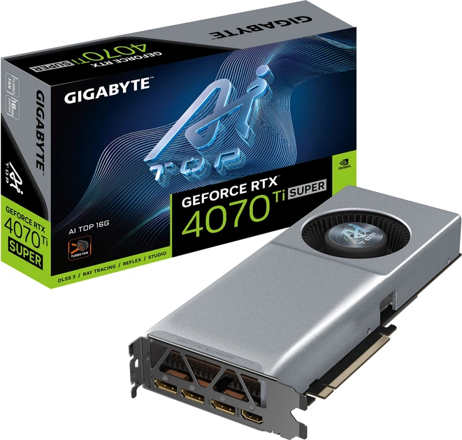 ショートサイズ26cm　GIGABYTE GEFORCE RTX 4070 Ti Видеокарта Gigabyte PCI-Ex GeForce RTX 4070 Ti Super AI Top 16G