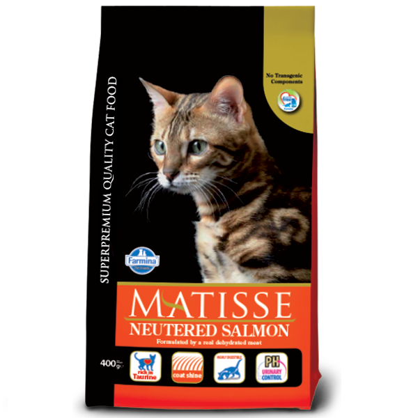 Сухой корм Farmina Matisse Neutered Salmon для стерилизованных кошек, с лососем, 400 г (*) - Фото 1 Сухой корм Farmina Matisse Neutered Salmon для стерилизованных кошек, с лососем, 400 г (*) - изображение 1