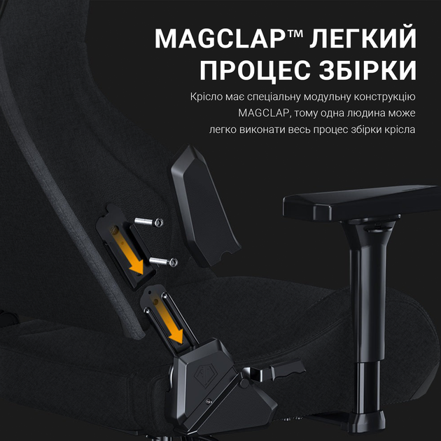 Игровое кресло Anda Seat Kaiser Frontier Fabric Black Size XL нагрузка до 180 кг, лён, пена, гарантия 24 мес, наклон спинки 155 °, рост до 200 см - изображение 14