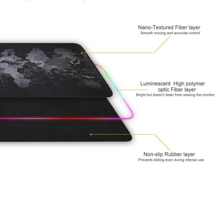 Ігрова поверхня з RGB підсвіткою FeelTouch 800 x 300 мм Black - зображення 6