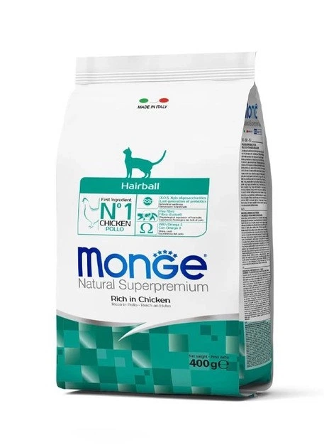 Сухий корм для котів, Monge (Монж), Cat Hairball, 400 г, (Курка) - Фото 1 Сухий корм для котів, Monge (Монж), Cat Hairball, 400 г, (Курка) - зображення 1