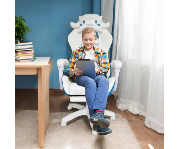 Ігрове комп'ютерне крісло для геймерів та роботи KIDS 7027 Біло-блакитний дитяче офісне крісло для дому - зображення 6