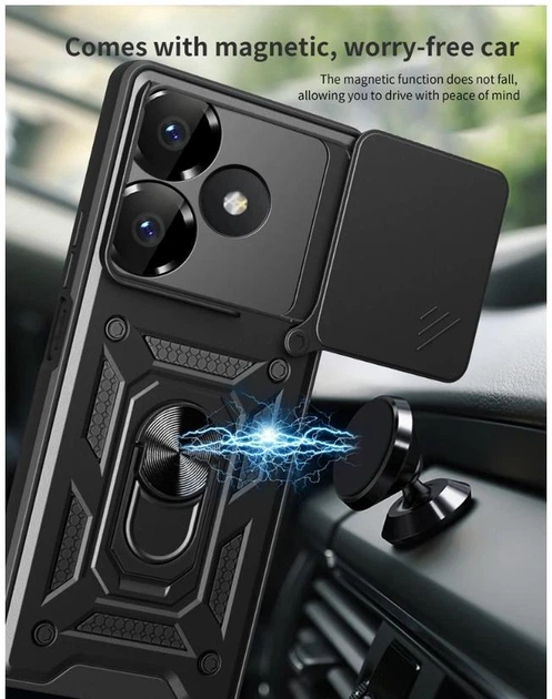 Чохол Camshield з кільцем-підставкою на Xiaomi Redmi 13 (4G) / black - зображення 8
