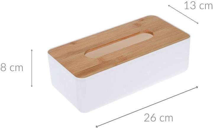 Pojemnik na chusteczki Storage solutions z bambusową pokrywką 13 x 8 x 26 cm (8719987408748) - obraz 2