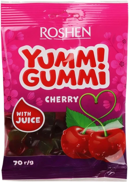 No.4キムキムページ‼️納品5月18日〜20日 Упаковка жевательных конфет Roshen Yummi Gummi Cherry 70 г х 22 шт